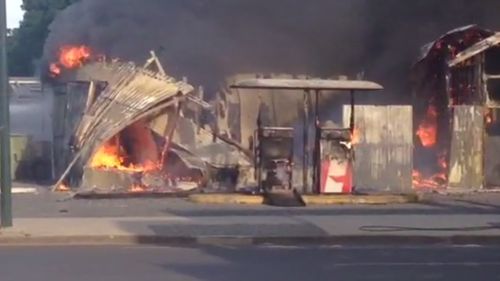 A Riverton petrol station is on fire. (Supplied / Hannah Mostert)
