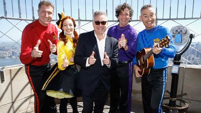 Anthony Field, Emma Watkins, Paul Field, Lechlan Gillespie and Simon Price of "The Wiggles" in 2018.