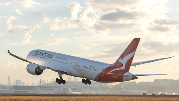 Qantas plane taking off