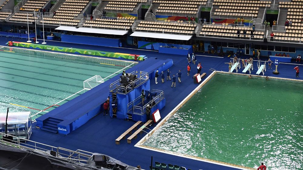 The water polo and diving pools in Rio. (AFP)