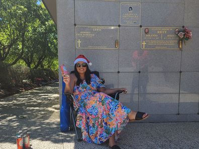 Sapphire Mitchell spends Christmas at her mum's grave.