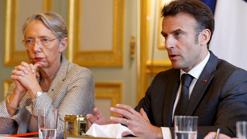 French prime minister Elisabeth Borne and president Emmanuel Macron