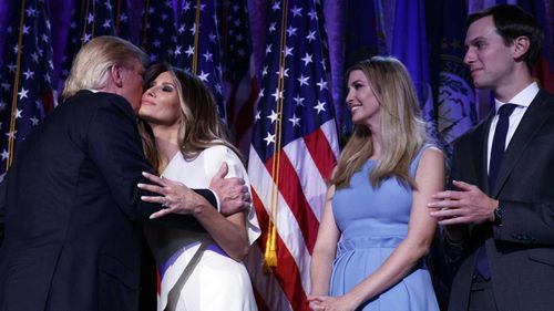 Donald, Melania and Ivanka Trump and Jared Kushner. (AAP)