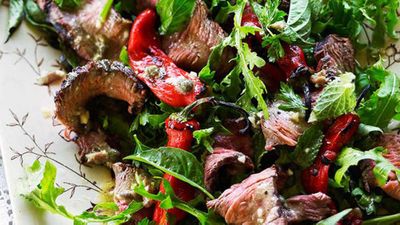 Beef and chilli salad with anchovy and caper dressing