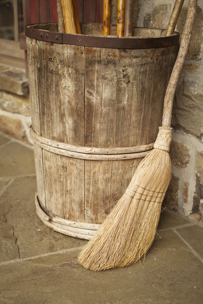 <strong>Using an old broom</strong>