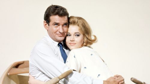 Rod Taylor and Jane Fonda in a promotional photo for the 1963 film 'Sunday in New York'. (Getty)