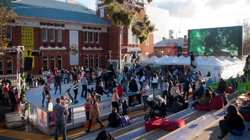 Crowds enjoying Perth's Christmas winter festival (Image: AAP)