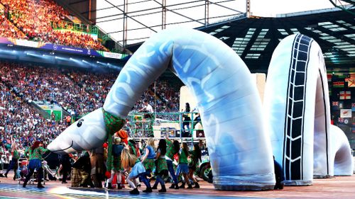 The Loch Ness Monster is one of the centerpieces of the opening ceremony of the Commonwealth Games in Glasgow. (Getty)