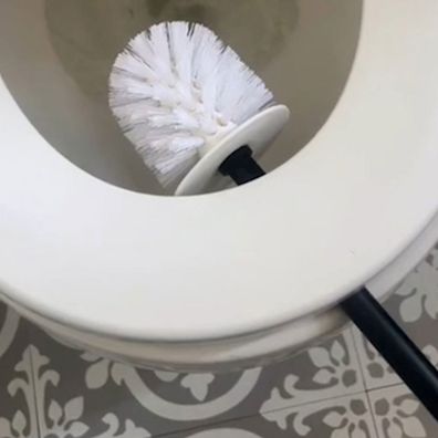 Cleaning hack for toilet brushes