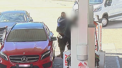 A﻿ man has been caught on CCTV allegedly punching a police officer at a petrol station in Eastern Creek.