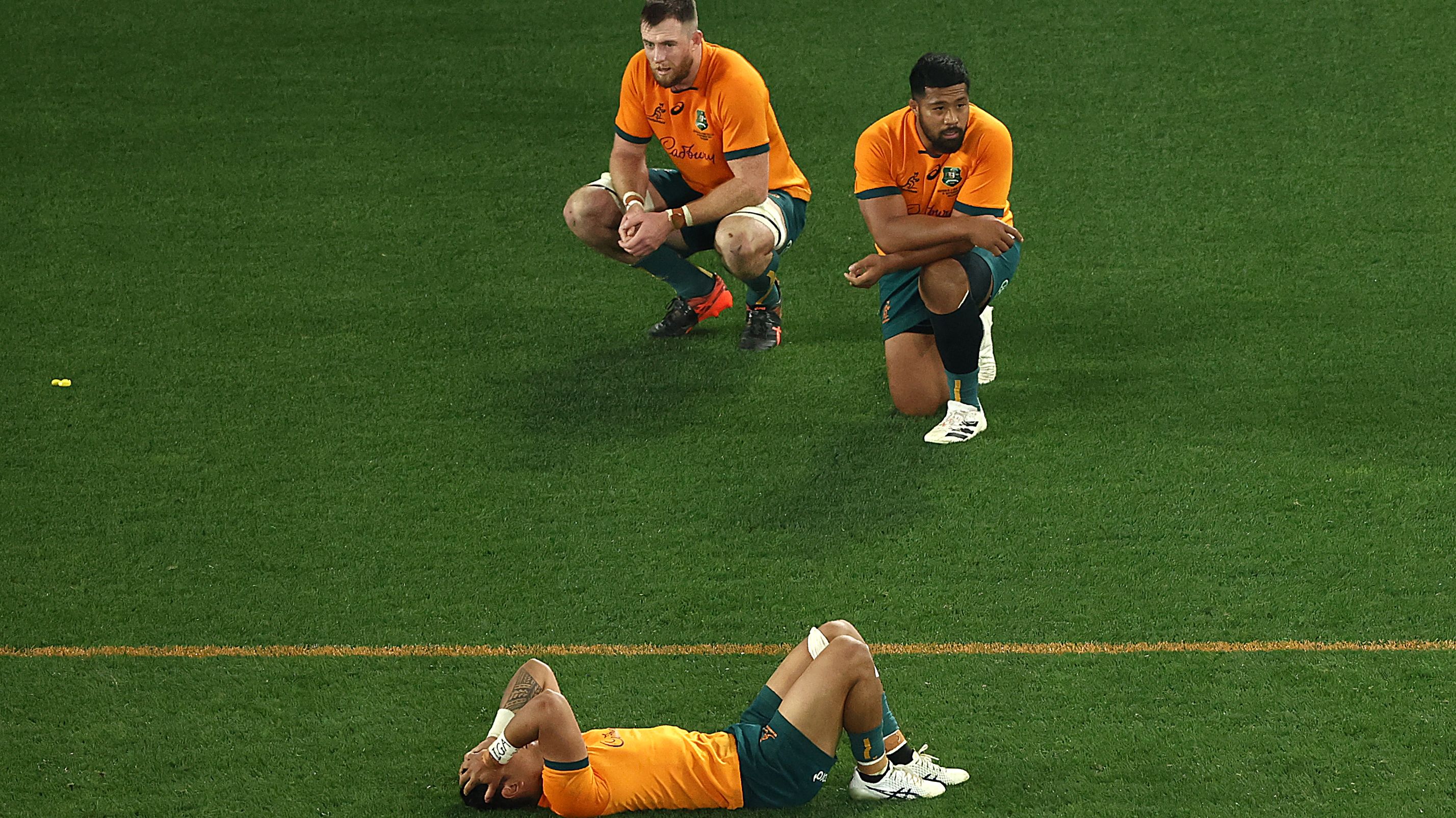 The Wallabies are dejected in defeat.