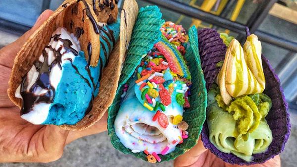 Sweet Cup, Garden Grove. Rolled ice-cream tacos
