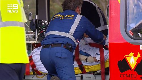 She was taken to Port Macquarie Base Hospital with serious lower leg injuries.