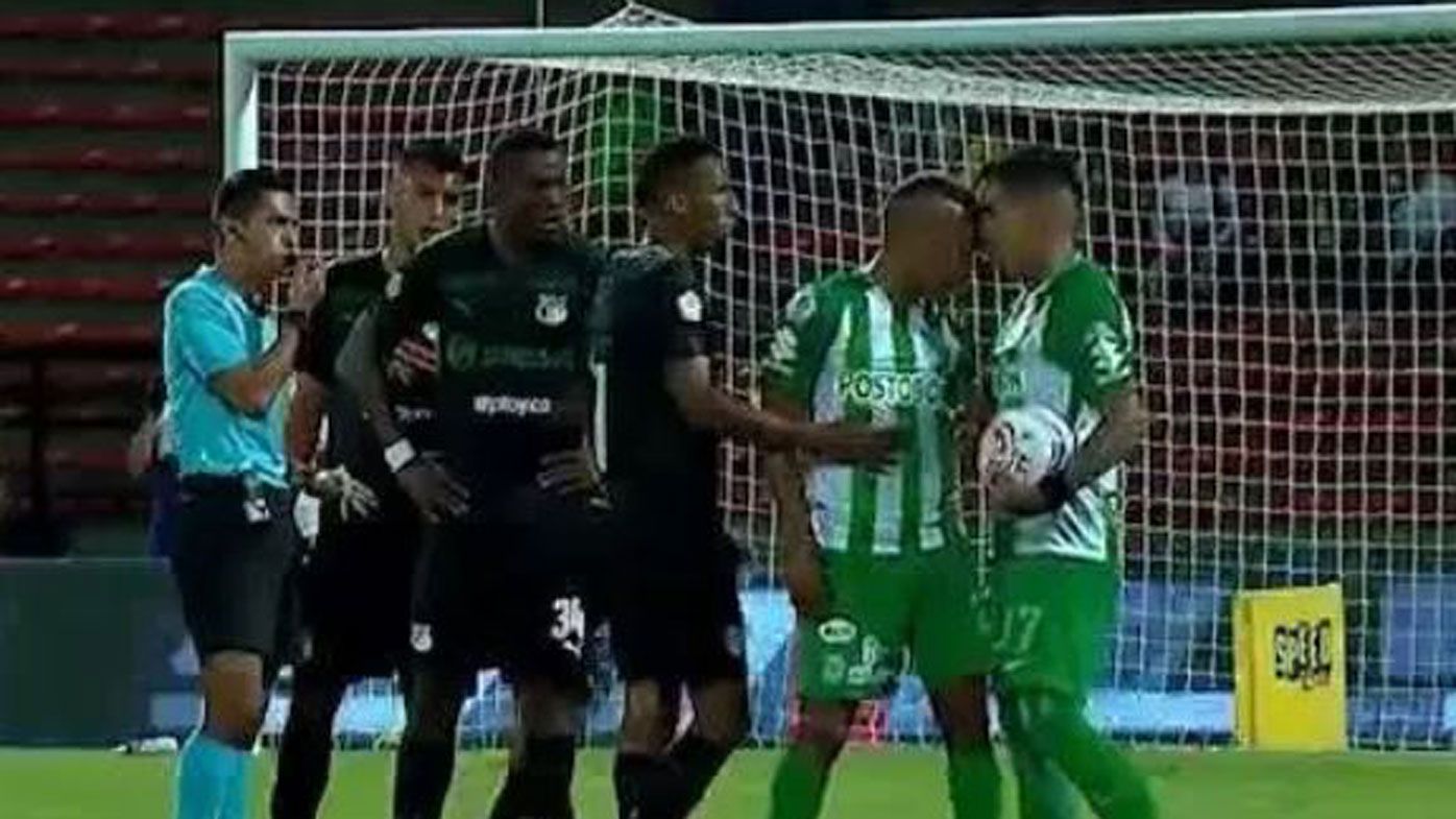 Player sent off for headbutting teammate