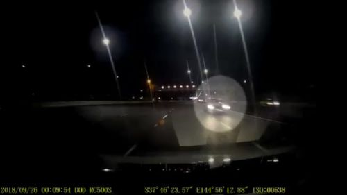 Dashcam video shows the BMW driving the wrong way down the Tullamarine Freeway.