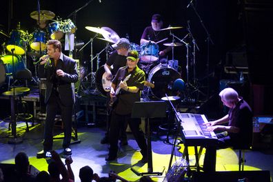 Dennis Jale, Norbert Putnam, James Burton, Ronnie Tutt and Glen D. Hardin of The TCB Band perform on stage at Sala Apolo on September 22, 2012 in Barcelona, Spain. 
