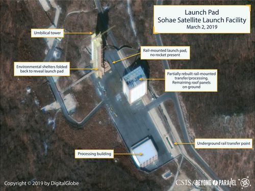 News World North Korea nuclear missile rebuilding test launch pad facility site satellite images