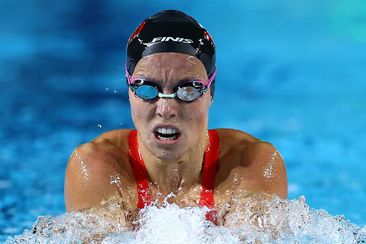 Abbey Harkin competing at the Australian Paris 2024 swimming trials on Friday night.