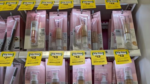 The range of MCoBeauty foundations sold at Woolworths does not include darker shades of brown.