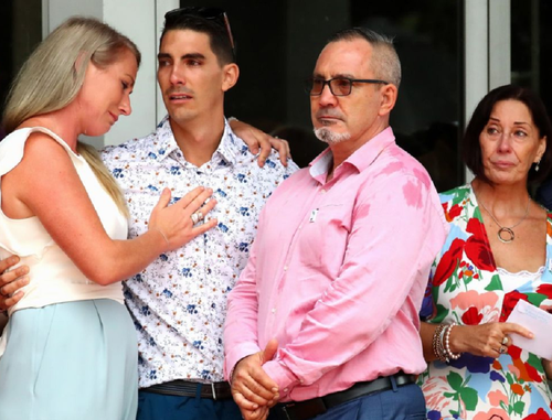 Hannah Clarke's family at the funeral.