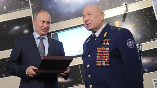 Russian cosmonaut Alexei Leonov with Vladimir Putin in 2012.