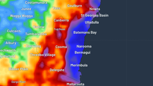 Rainfall is set to be heavy on New South Wales' South Coast region.