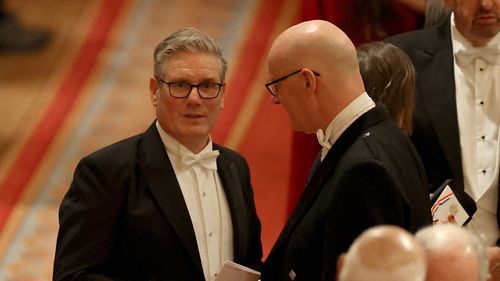 British Prime Minister Keir Starmer arrives to attend a State Banquet at Windsor Castle for the State visit by the President of the United States of America on September 17, 2025 in Windsor, England. President Trump is in England from Sept. 16-18 on his second UK state visit, with the previous one taking place in 2019 during his first presidential term. 