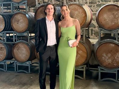 Gryan Miers and partner Gemma Creighton attend Darcy fort's wedding to Jasmine Weiss