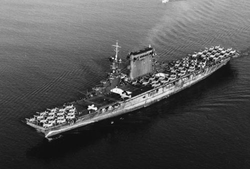 The USS Lexington sunk on May 8, 1942 after being delivered a fatal blow by another US warship so that the Japanese couldn't capture it. (Supplied)