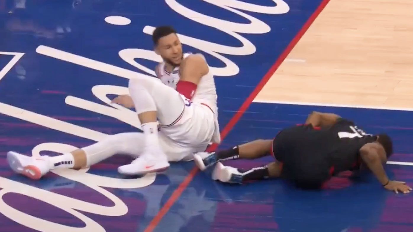 Simmons reacts after Lowry went down