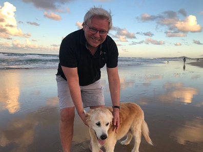 Rudd and Abby at the beach on the fur baby's 15th birthday.