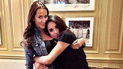 Jessica Mulroney and Meghan Markle hugging