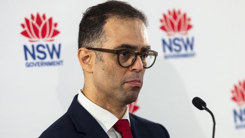 Treasurer of NSW Daniel Mookhey and Finance Minister of NSW Courtney Houssos during a press conference at the 2025-2026 NSW Budget lock up held at Martin Place, Sydney on June 24, 2025. Photo: Dominic Lorrimer