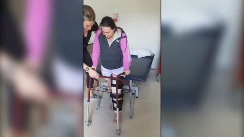 Bec Larrigan will have to re-learn how to walk.