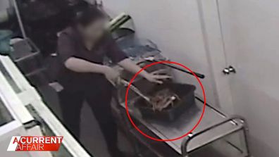A worker was seen on CCTV out the back of the restaurant catching the live lobster.