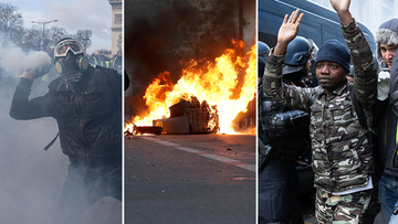 Paris rocked by fresh violence as thousands demonstrate over scrapped fuel tax.