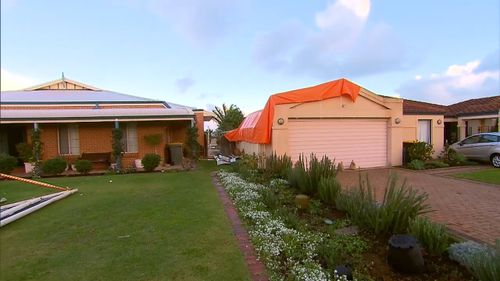 Large chunks of the patio ended up in her next-door neighbour's yard. Picture: 9NEWS