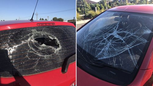 Several vehicles in the street were vandalised. (9NEWS)