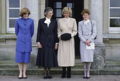 Princess Diana with her sisters, Lady Jane (far left) and Lady Sarah (far right) in 1987.