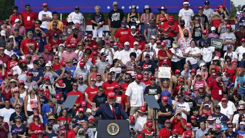 Donald Trump speaks at a rally in Tampa, Florida.