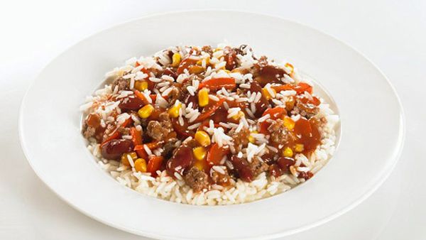 Chilli con carne with rice