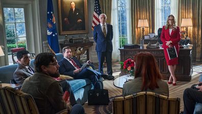 Jonah Hill, Meryl Streep, Leonardo DiCaprio and Jennifer Lawrence in Don't Look Up 