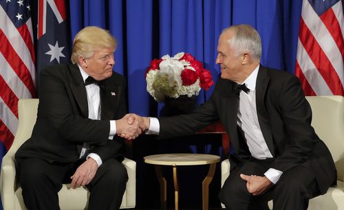 Donald Trump and Malcolm Turnbull had an interesting first encounter when the PM visited the United States last year. (AAP)