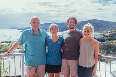 Lynne with her husband, son, and daughter-in-law.