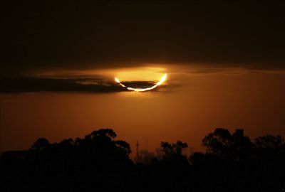 The moon blocks the sun during yesterday's total solar eclipse.