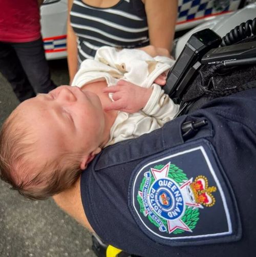 Baby Blake was born in a police station carpark in Queensland