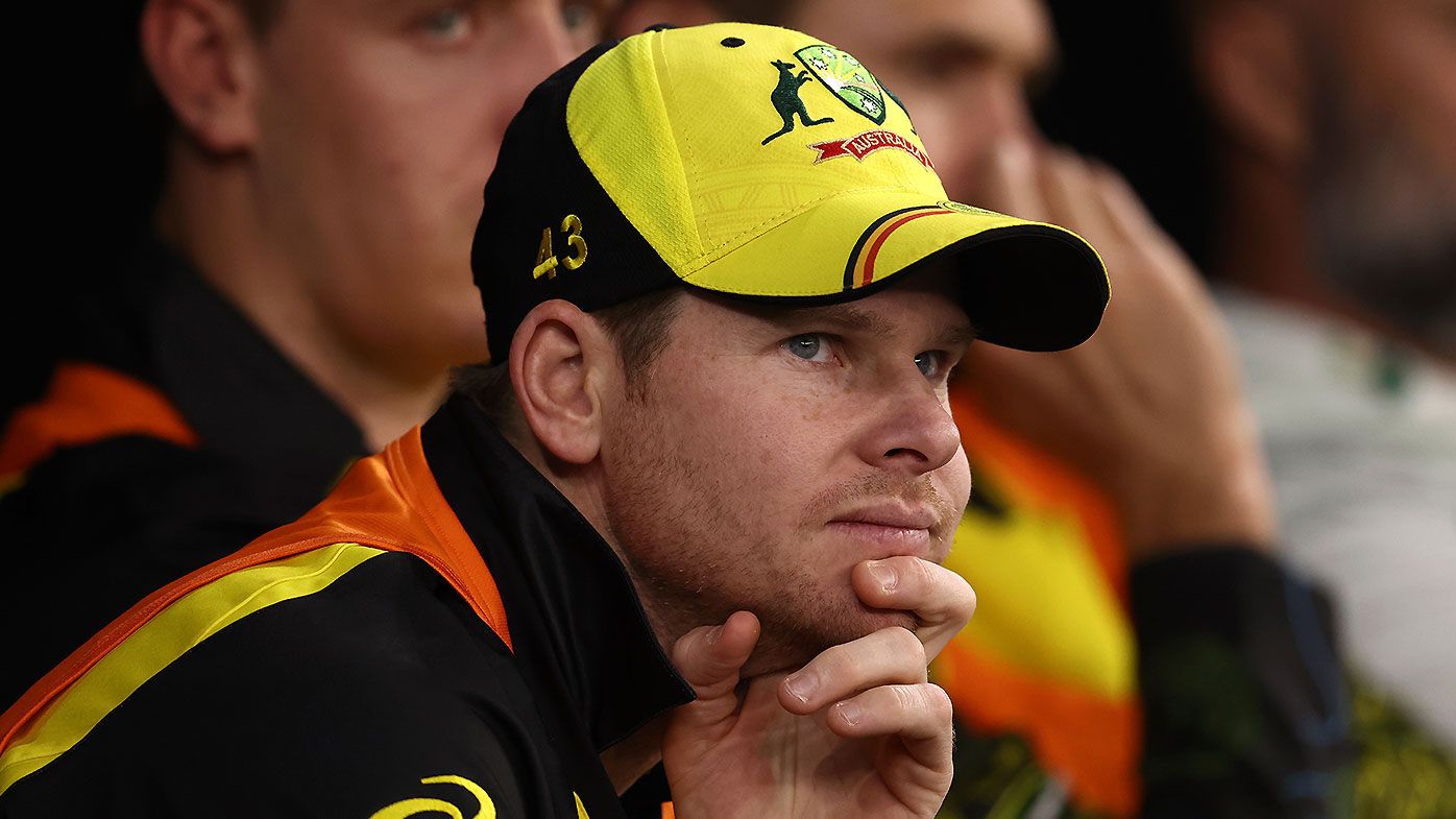 Steve Smith watches from the sidelines during the T20 World Cup