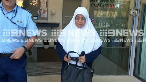 Maha Al-Shennag emerges from Bankstown police station.