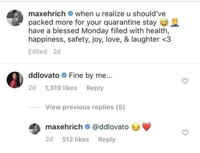 Demi Lovato, Max Ehrich, Instagram, comments