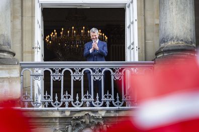 COPENHAGEN, DENMARK - MAY 26: (L-R)  King Frederik X of Denmark appears on the balcony of Frederik VIII's Palace to celebrate The Kings's 57th birthday at Amalienborg Palace on May 26, 2025 in Copenhagen, Denmark.  (Photo by Martin Sylvest Andersen/Getty Images)